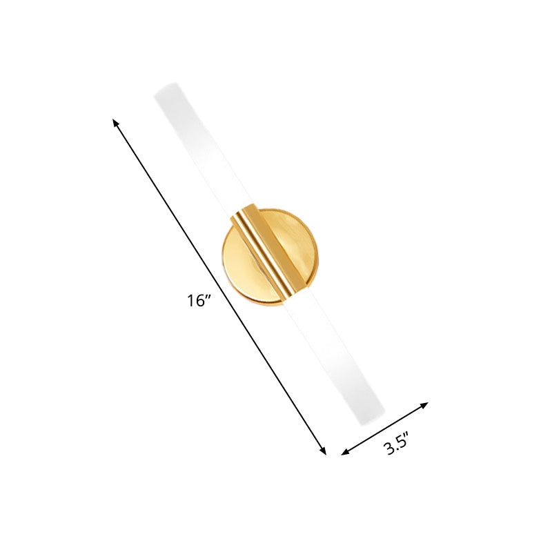 BowLift | Minimalist Slim Tubular Wall Lamp White Glass LED Corner Wall Lighting Fixture in Brass