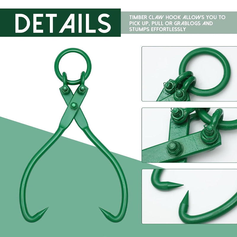 BowLift | 18 Inch Log Lifting Tongs Heavy Duty Wood Log Skidding Tongs Steel Lumber Skidding Tongs