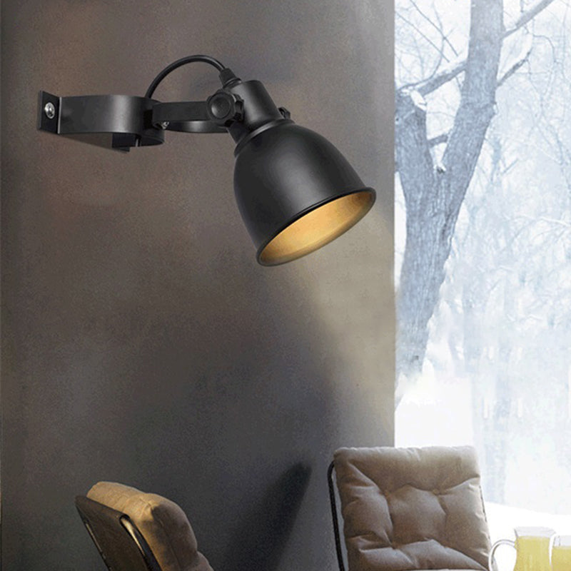 BowLift | Black version 1-Bulb wall lamp sconces Industrial iron dome wall-mounted lamp with adjustable handle