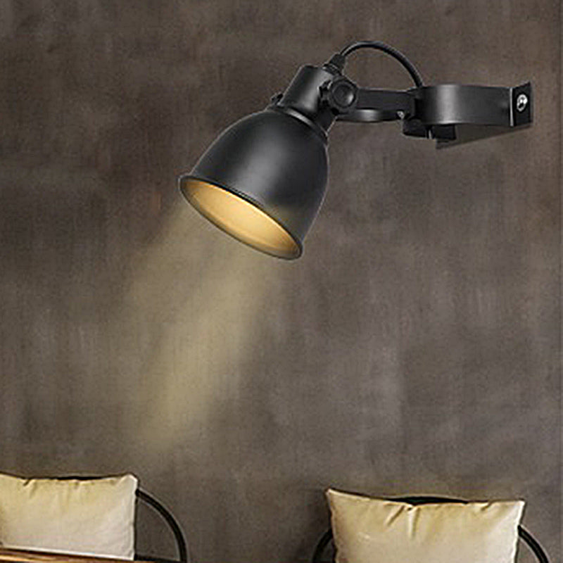 BowLift | Black version 1-Bulb wall lamp sconces Industrial iron dome wall-mounted lamp with adjustable handle