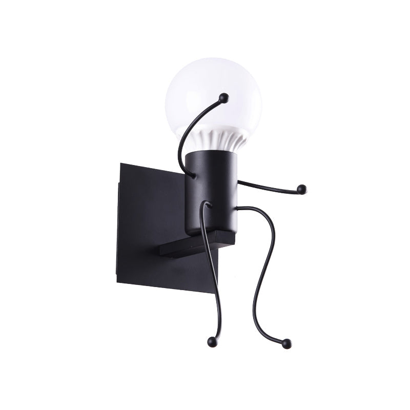 BowLift | Black/White Human Shape Wall Lamp Art Deco Metallic 1/2-Cap Bedside Wall-mounted Lighting