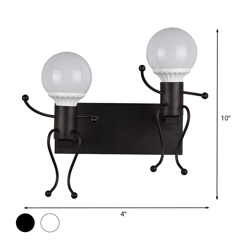 BowLift | Black/White Human Shape Wall Lamp Art Deco Metallic 1/2-Cap Bedside Wall-mounted Lighting
