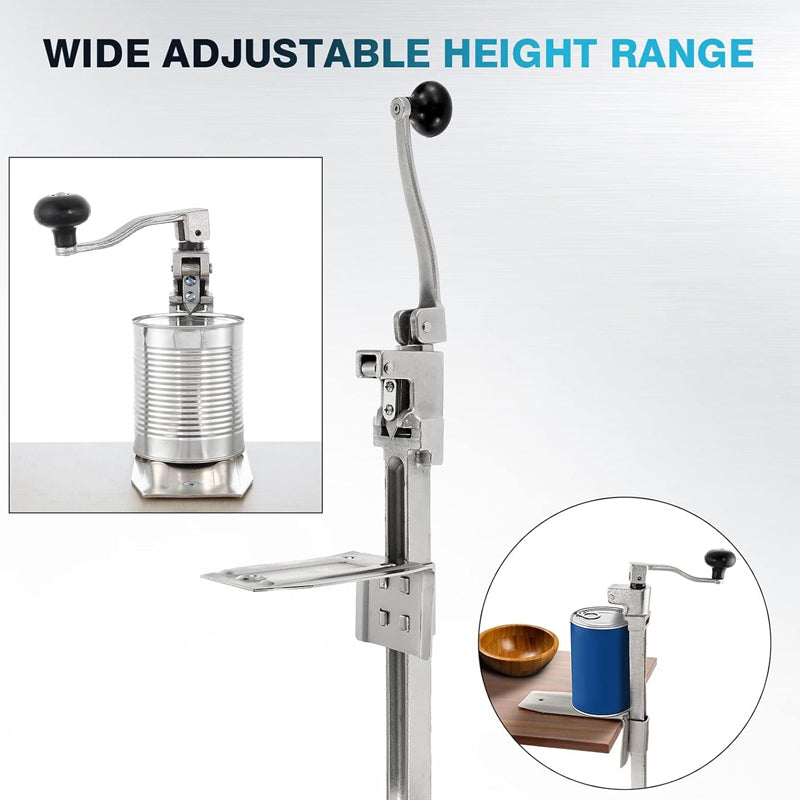 BowLift | 17.5in Manual Can Opener Commercial Table Clamp Opener with Plated Steel Base