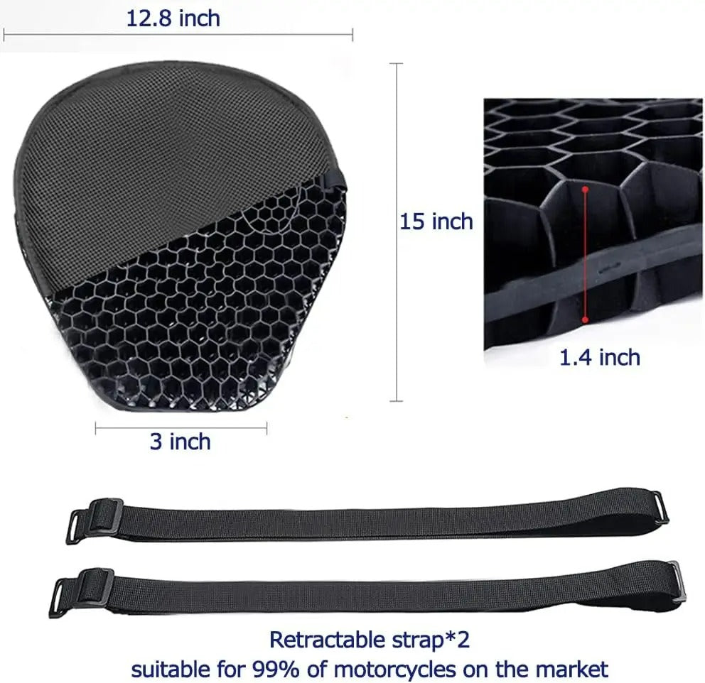 BowLift | HoneyRide – 3D Honeycomb Shock-Relief Motorcycle Seat Cushion