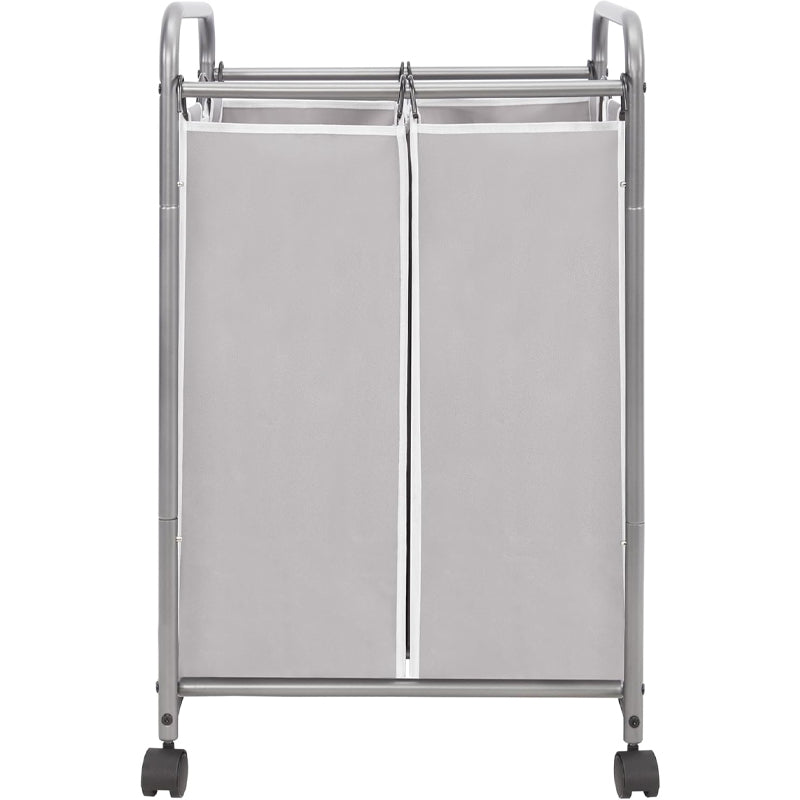 BowLift | 2 Section Laundry Cart Laundry Basket with Lockable Wheels and Removable Bag Rolling Laundry Sorter