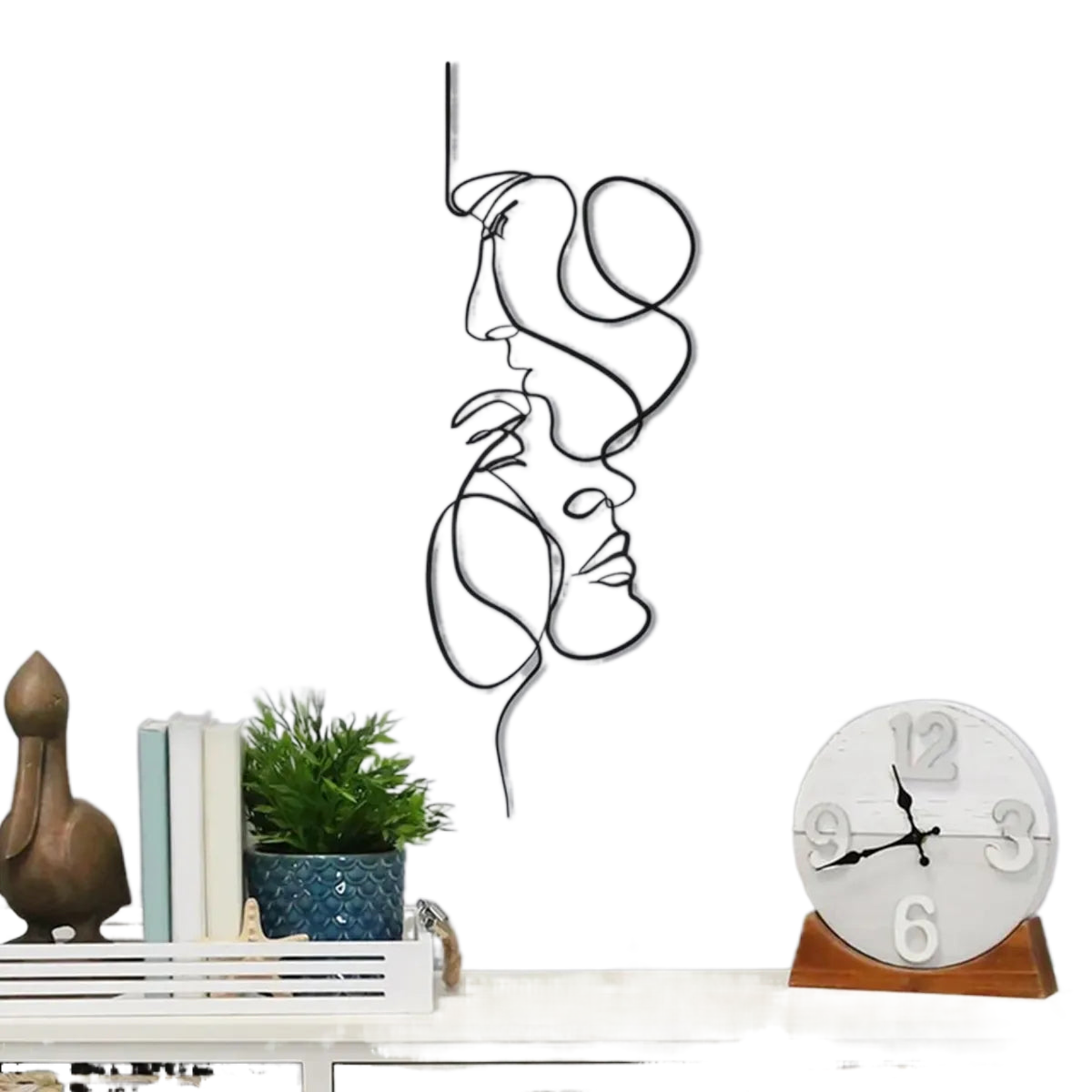 BowLift | Black Metal Wall Art Wall Decoration Abstract Iron Wall Sculpture Minimalist Face Line Home Decor Craftsmanship