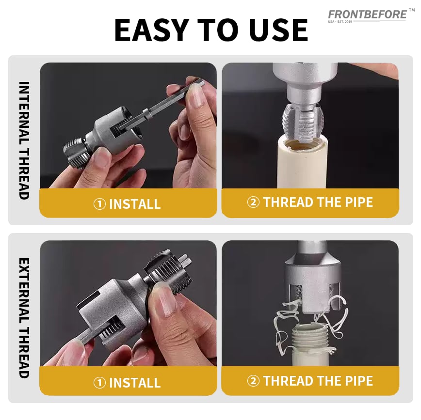 BowLift | Pipe Threading Tool | Dual-Function Internal & External Threads | 40Cr Alloy Steel | 1/2" or 3/4"
