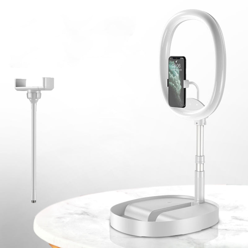 BowLift | Foldable and Adjustable Phone Holder with 10W Wireless Fast Charge, Up to 25.8cm, Lamp, Non-slip Panel, Mini Shelf, Suitable for Phones and Tablets