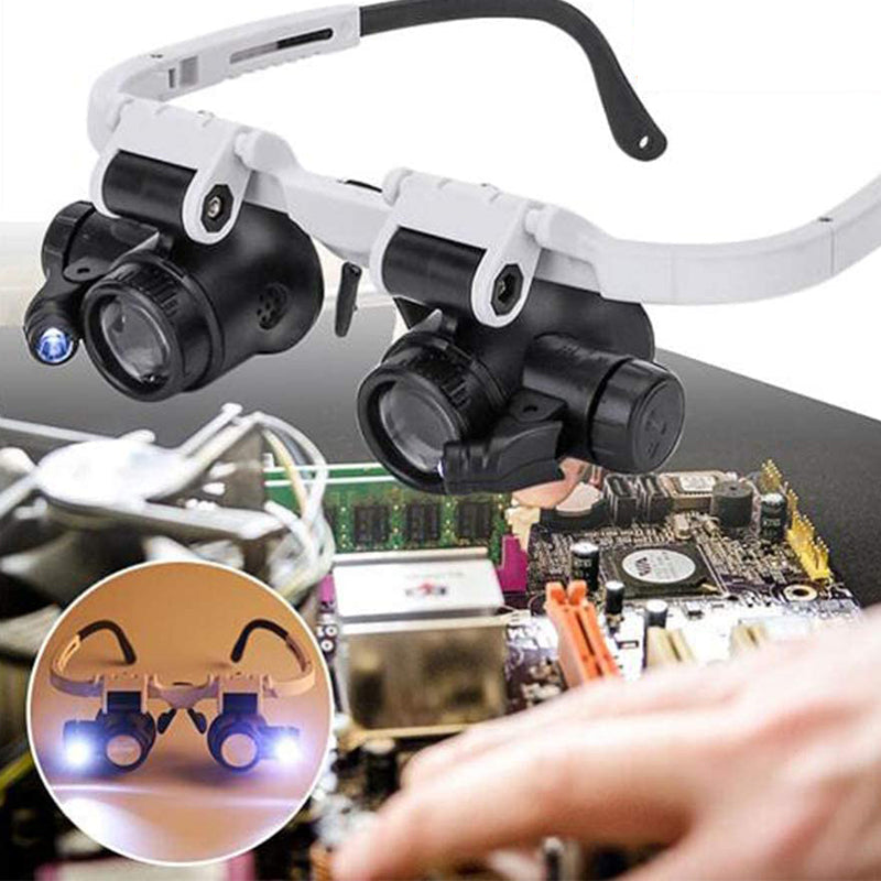 BowLift | Magnifying Glasses with Dual LED Illumination | 8x, 15x, & 23x Combined Magnification | High-Definition Acrylic Optics | 180° Rotatable Lens System | Adjustable 5mm Lateral Alignment & Retractable Arms