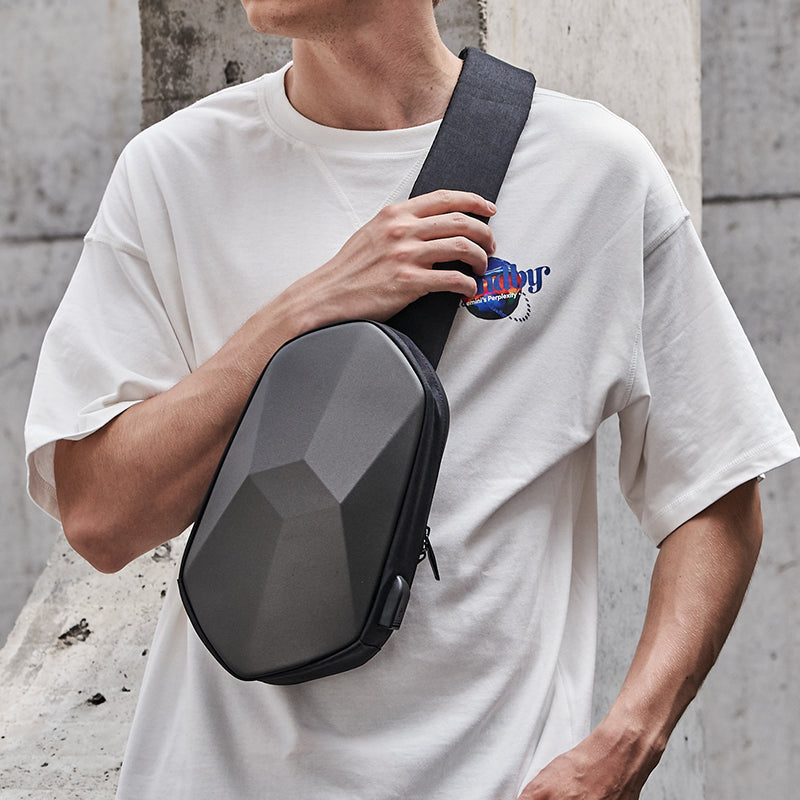 BowLift | Anti-theft, Waterproof, Anti-collision Chest Bag, with Geometric 3D Shell, Side USB Interface, High-quality Protection, Multi-layer Partition Storage, for Travel, Outing, Shopping and More