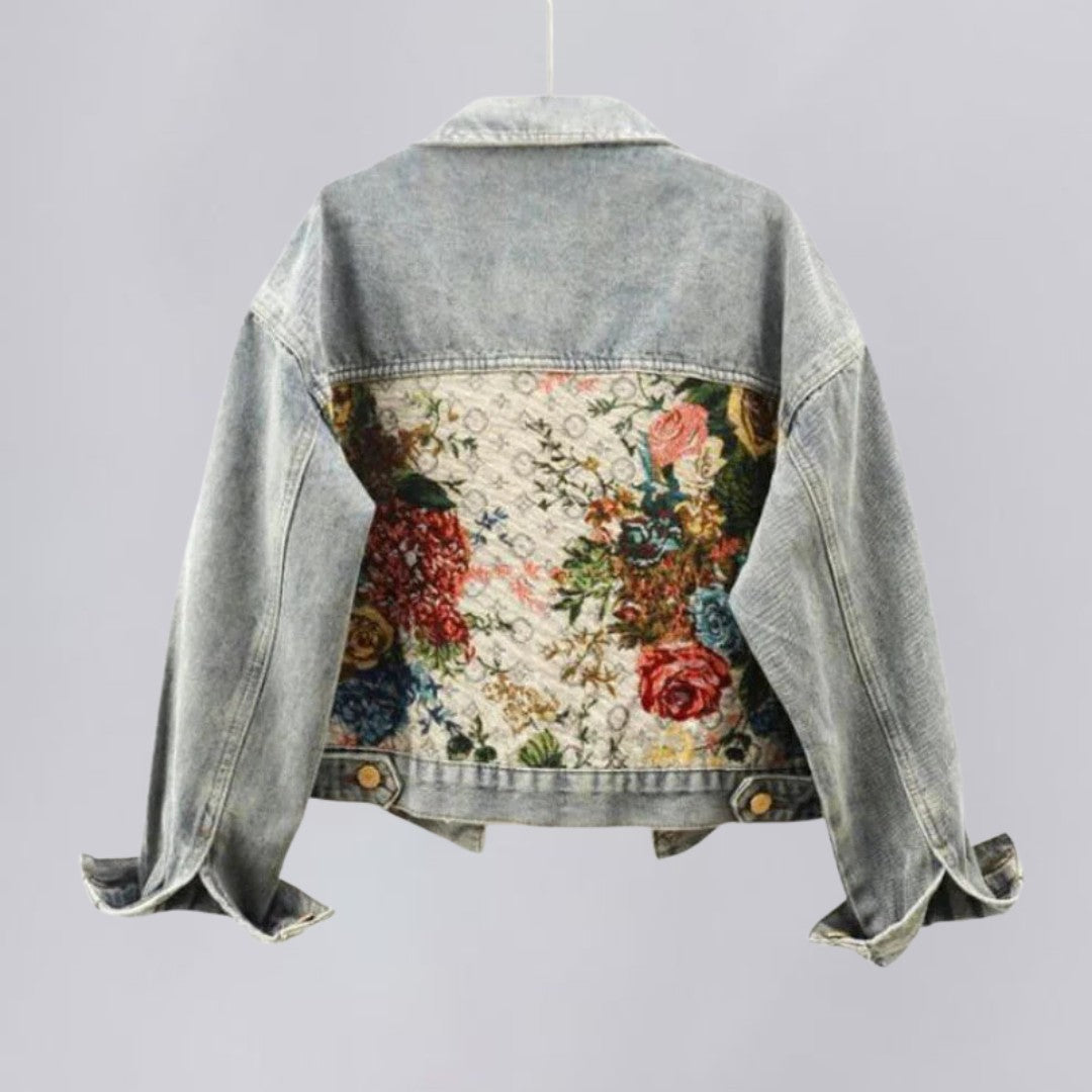Floral Denim Jacket with Tailored Fit