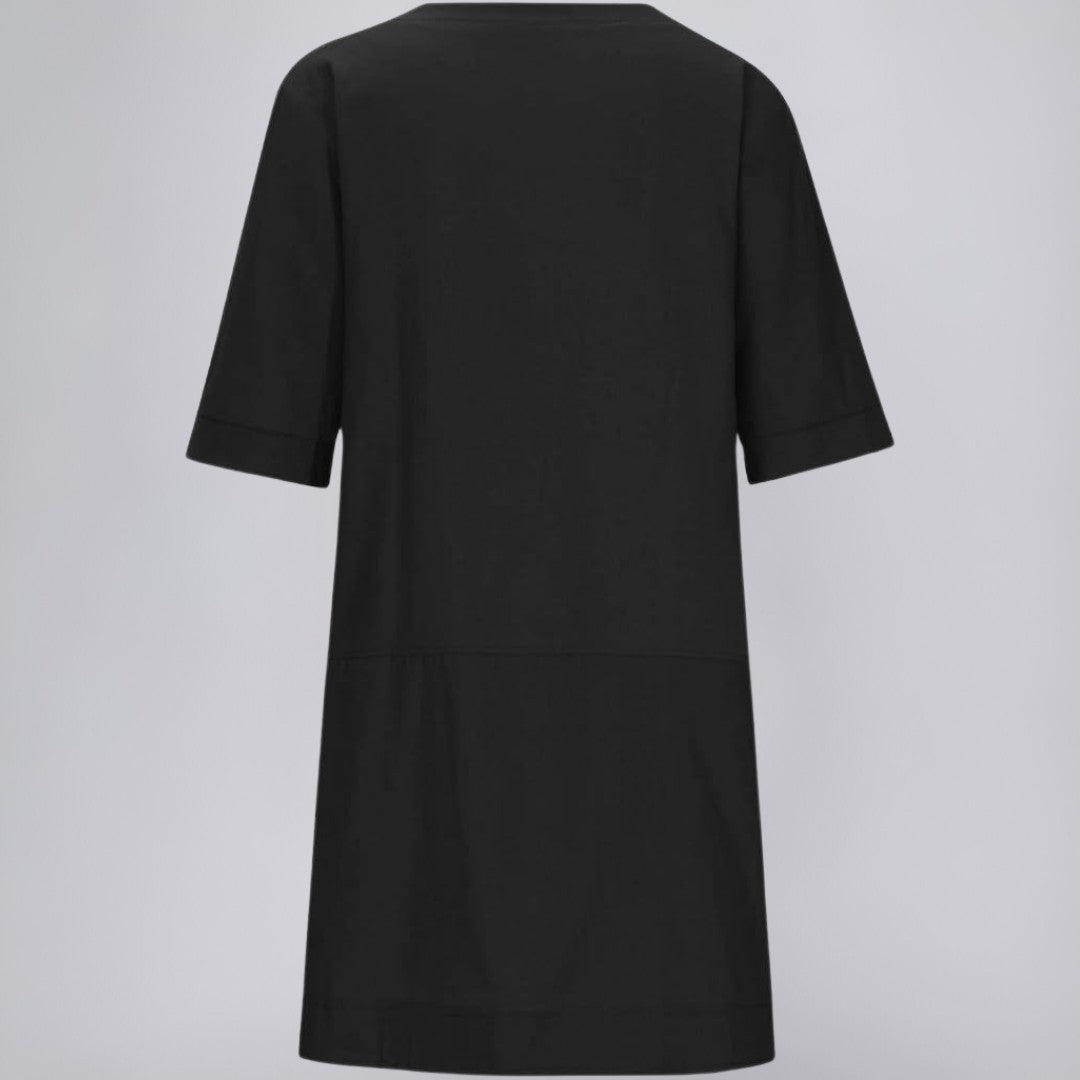 Knee-Length Linen Dress with Chest Pocket