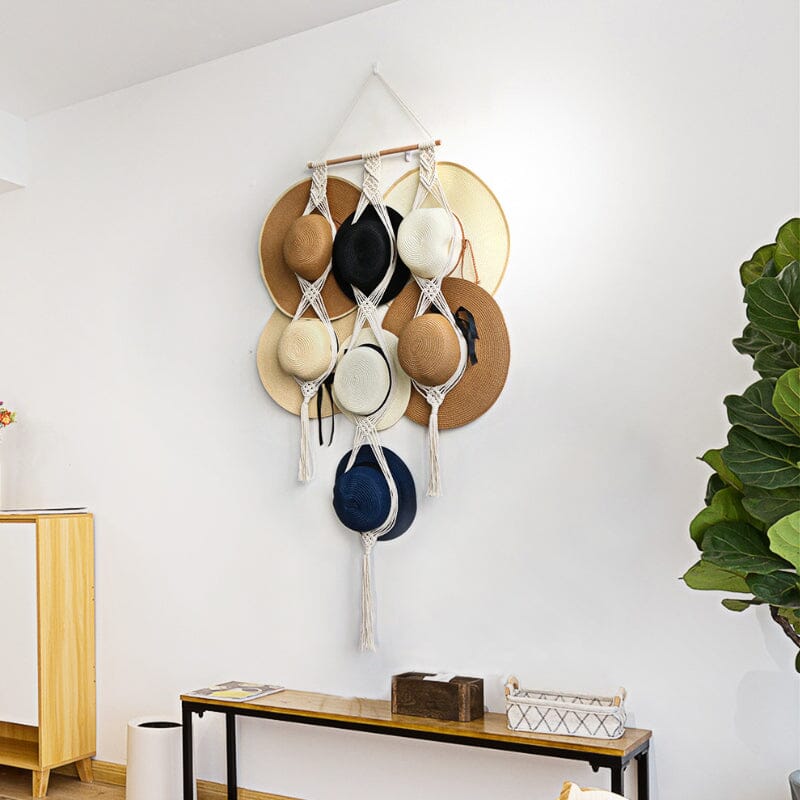 BowLift | Handmade Linen Decorative Boho Hat Rack For Wall Hanging