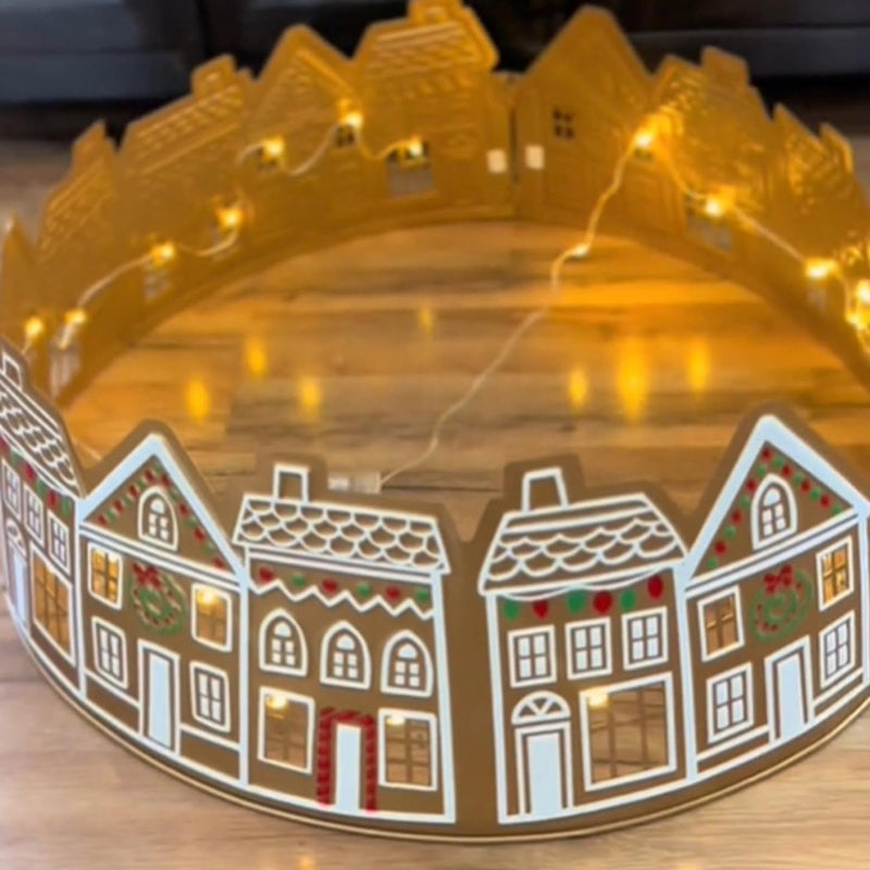 BowLift | LED Gingerbread House Christmas Tree Collar Tree Skirt