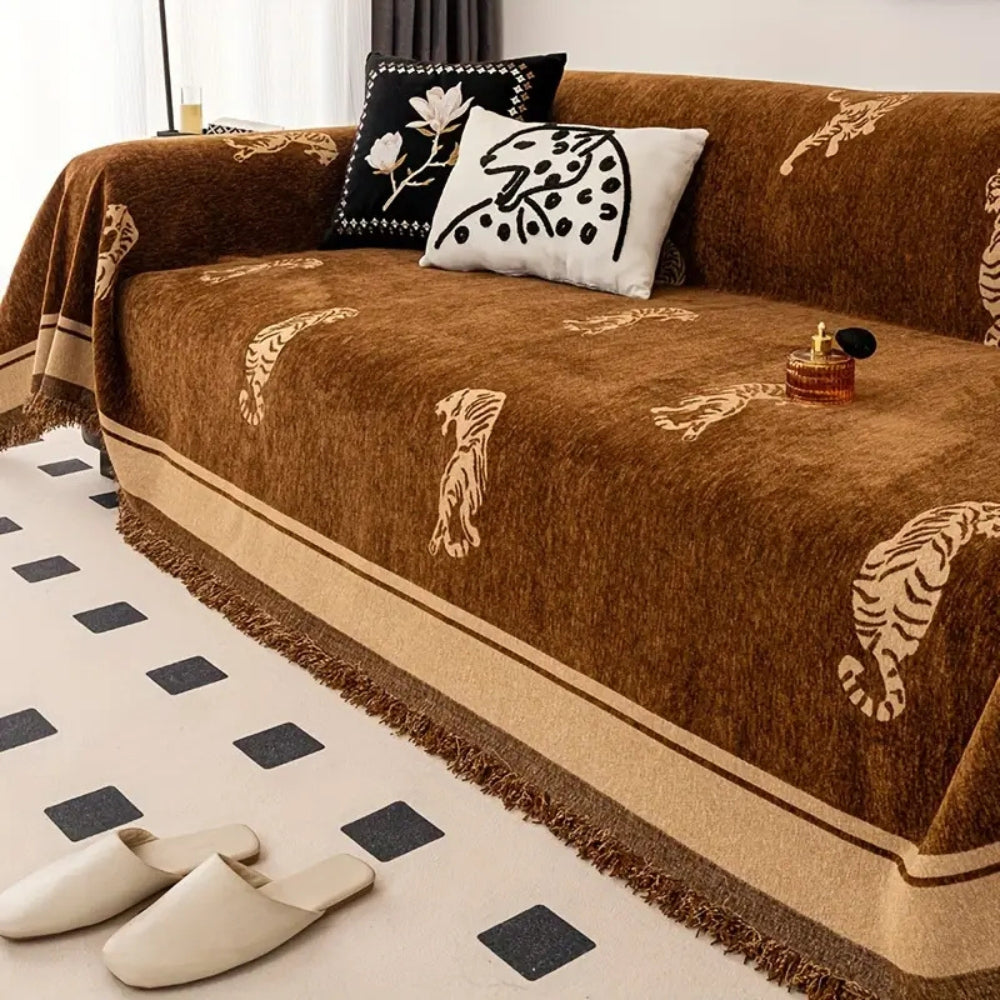 BowLift | Safari Tiger Chenille Sofa Cover