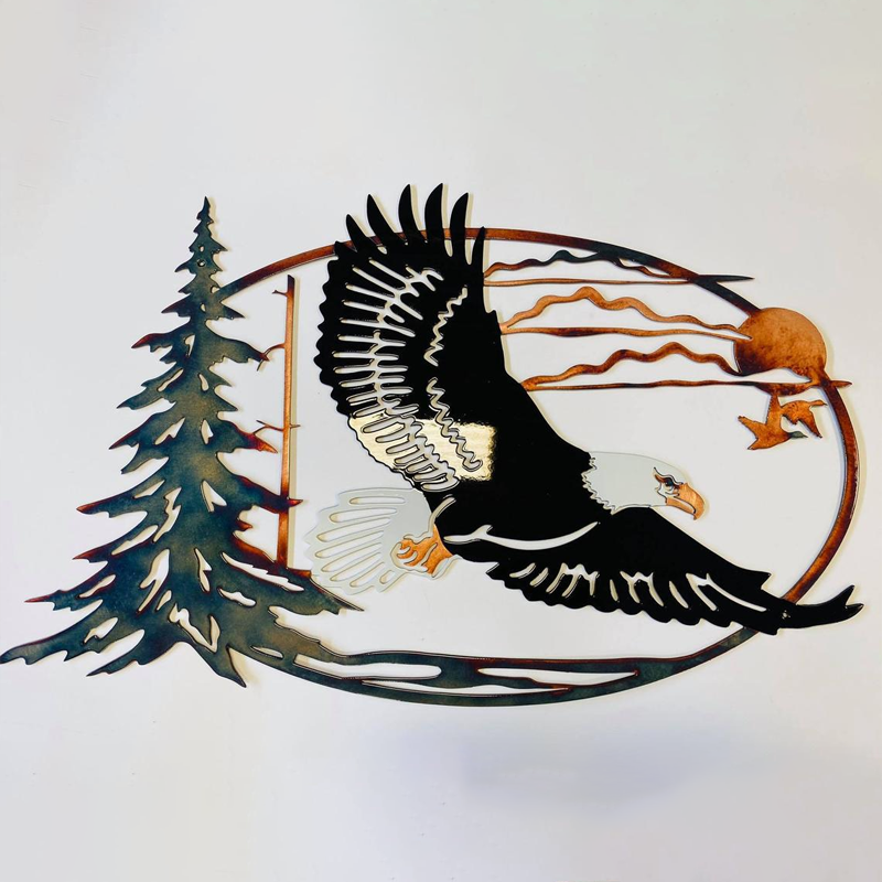 BowLift | Solo Mallard Hunting & Trout Fishing Scene Creative Metal Wall Art Craft