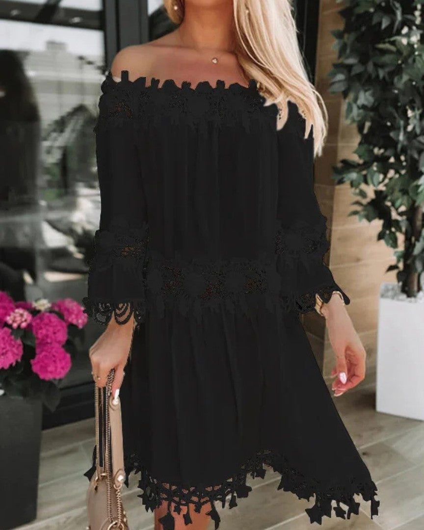 Off-Shoulder Cotton Blend Dress with Flattering Fit