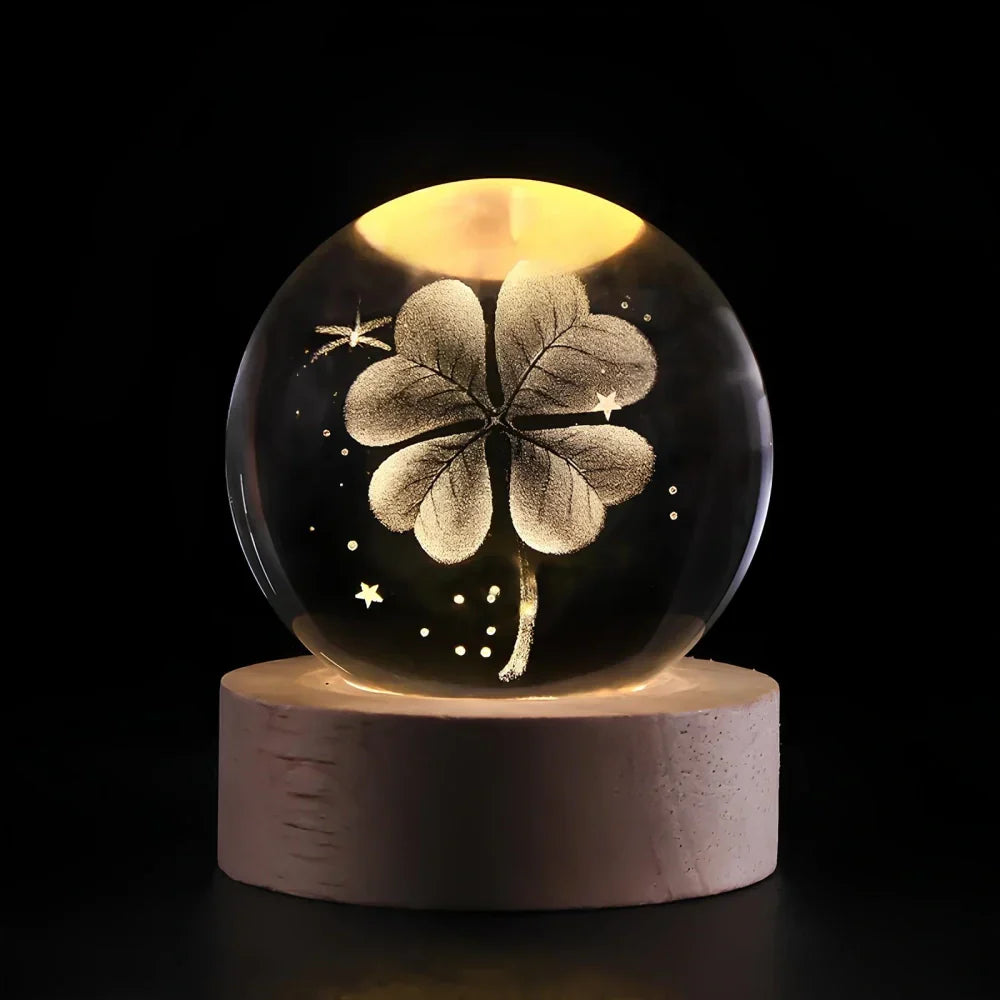 BowLift | Night Light Wooden Base Crystal Ball Lamp