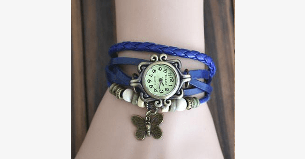 BowLift | Butterfly Wrap Watches - Multicolored Genuine Leather Snap Back Watch