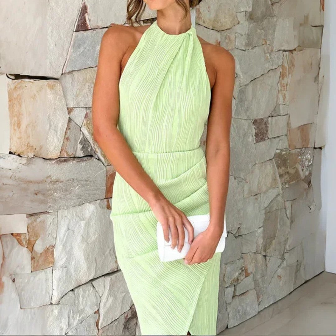 Backless Slim Fit Dress with Satin Finish
