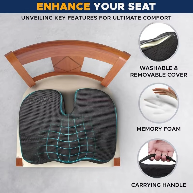 BowLift | Ergonomic Memory Foam Seat Cushion for Office Chair and Car