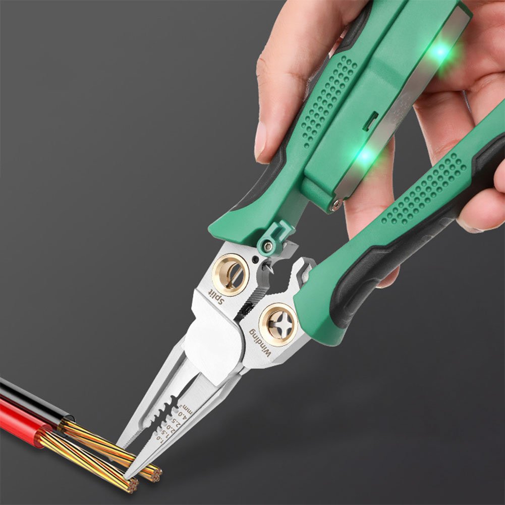 BowLift | 8 in 1 Wire Stripper Twister for Cutting and Pulling Wires, Cable Scissors,Voltage Tester Pliers, 12V to 250V Live