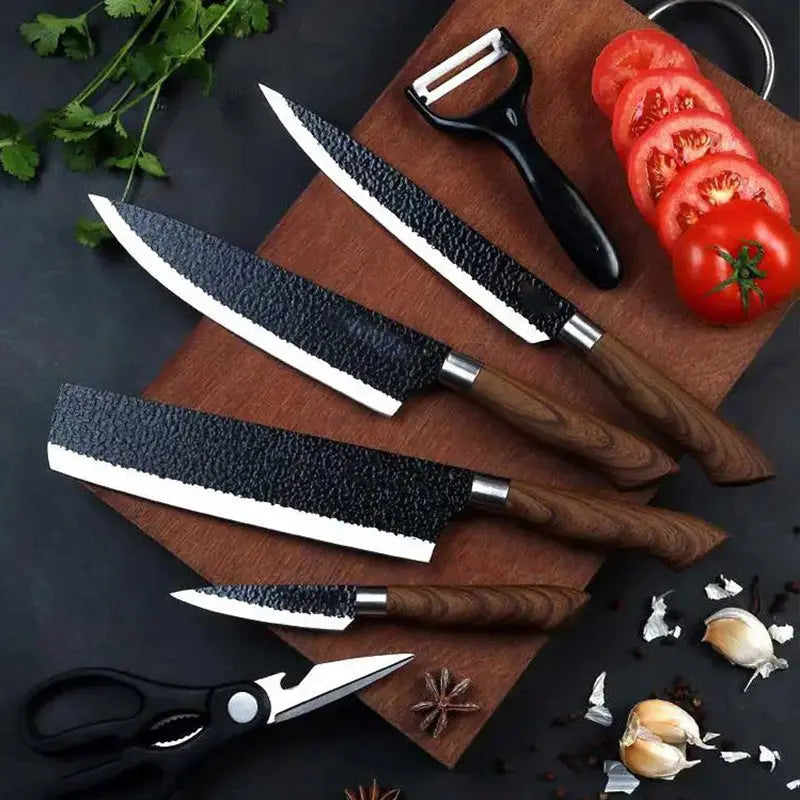 BowLift | 6-piece kitchen knife set with ergonomic wooden handles