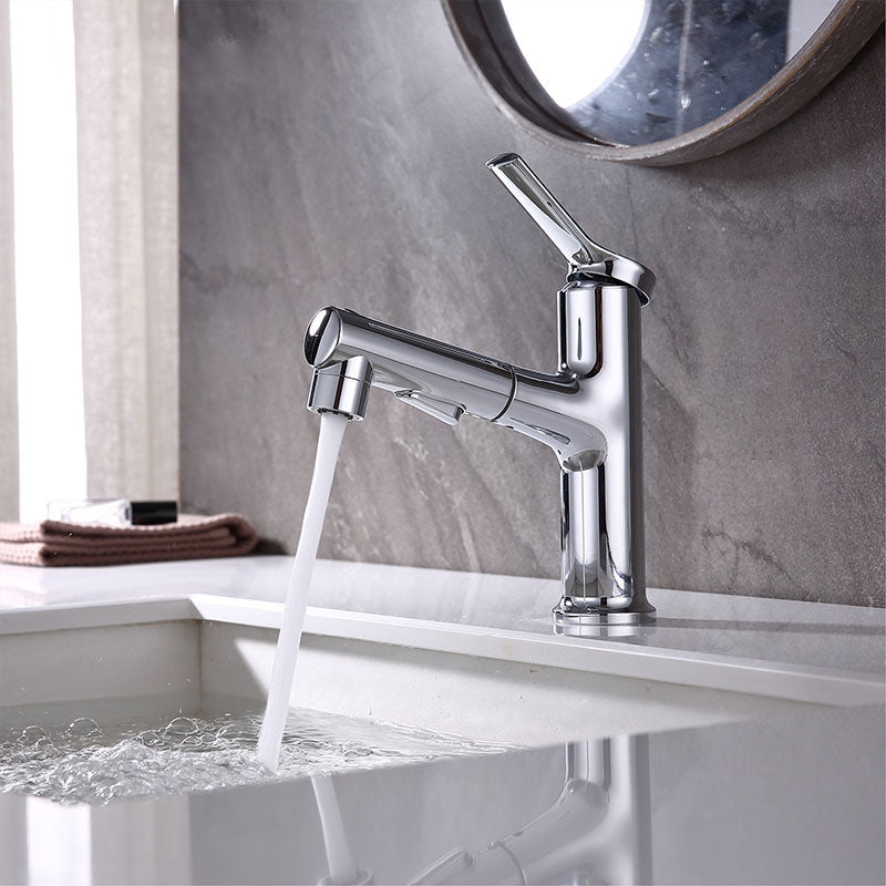 BowLift | Contemporary Single Handle Faucet Retractable Sink Faucet with Lever Handle