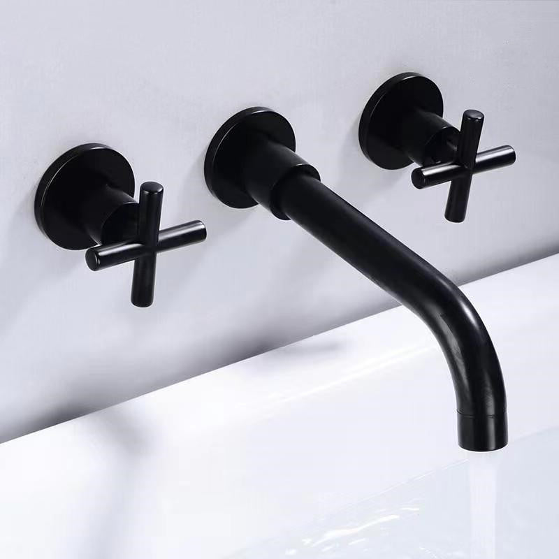 BowLift | Modern 1- or 2-Handle Bathroom Sink Faucet Round Wall-Mounted Bathroom Faucet.