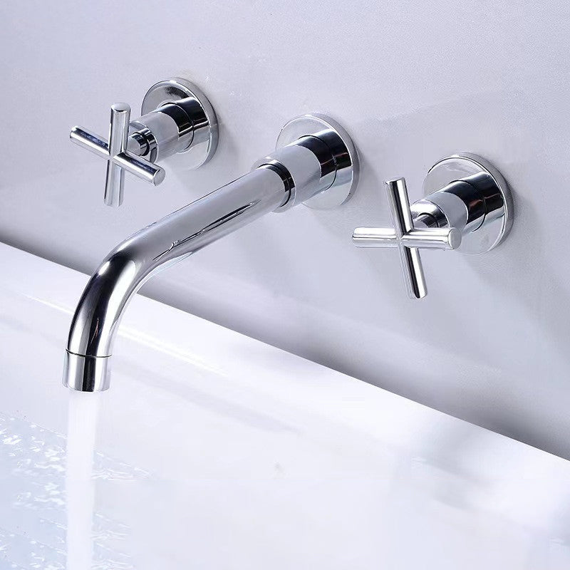 BowLift | Modern 1- or 2-Handle Bathroom Sink Faucet Round Wall-Mounted Bathroom Faucet.