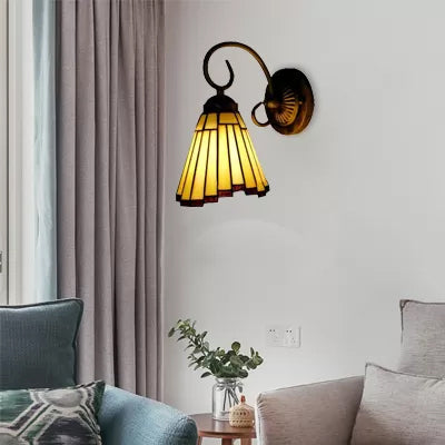 BowLift | Mini Wall Light Tiffany Style Stained Glass Single Light Wall Mount Light for Bedroom
