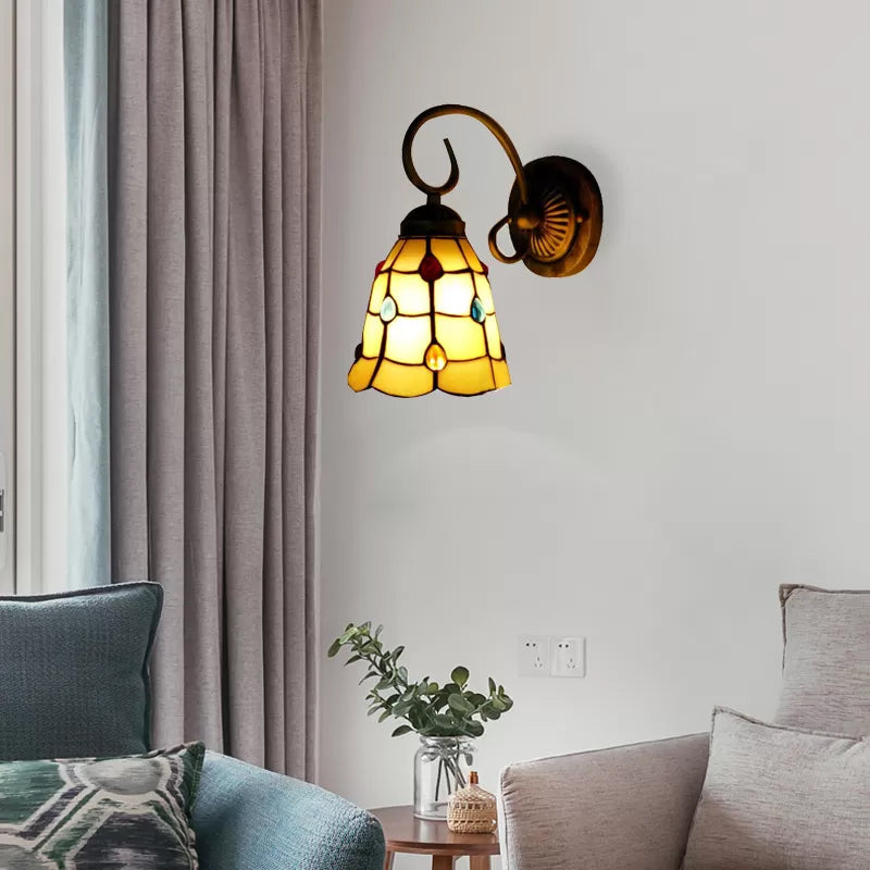 BowLift | Mini Wall Light Tiffany Style Stained Glass Single Light Wall Mount Light for Bedroom