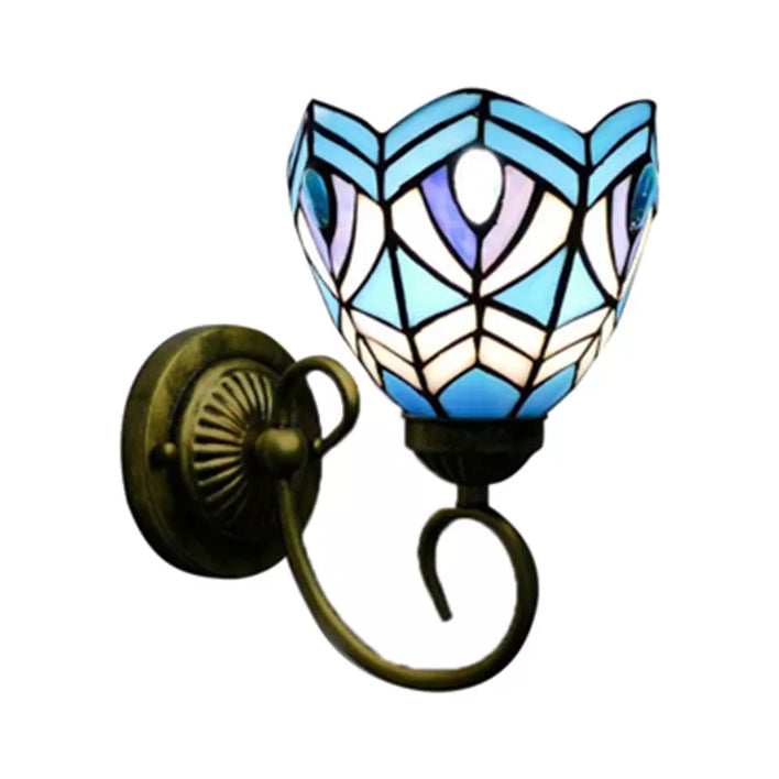 BowLift | Mini Wall Light Tiffany Style Stained Glass Single Light Wall Mount Light for Bedroom