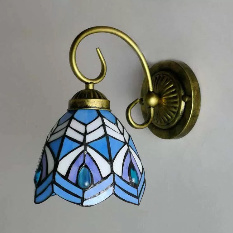 BowLift | Mini Wall Light Tiffany Style Stained Glass Single Light Wall Mount Light for Bedroom