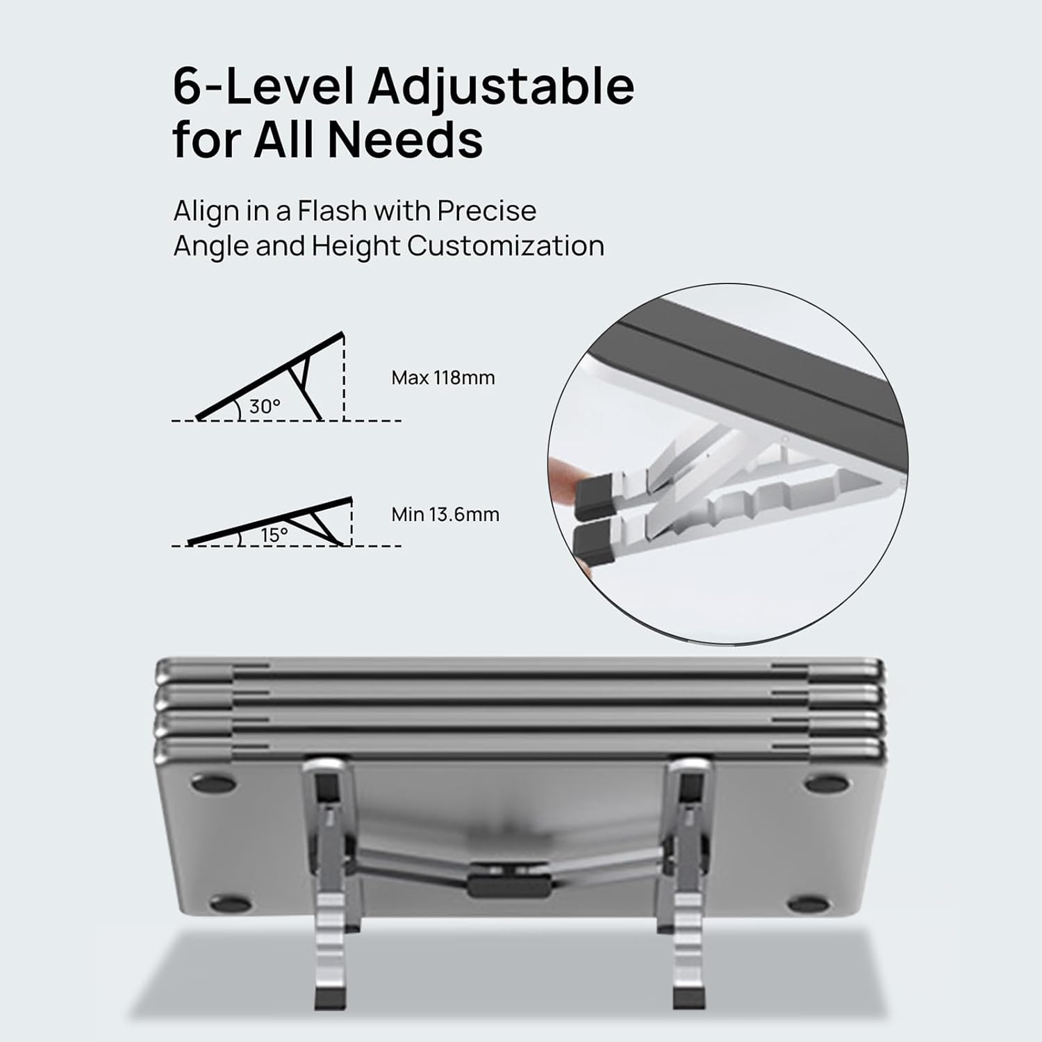 BowLift | Adjustable Laptop Stand – Foldable Cooling Notebook Mount for Office & Travel – Orvane