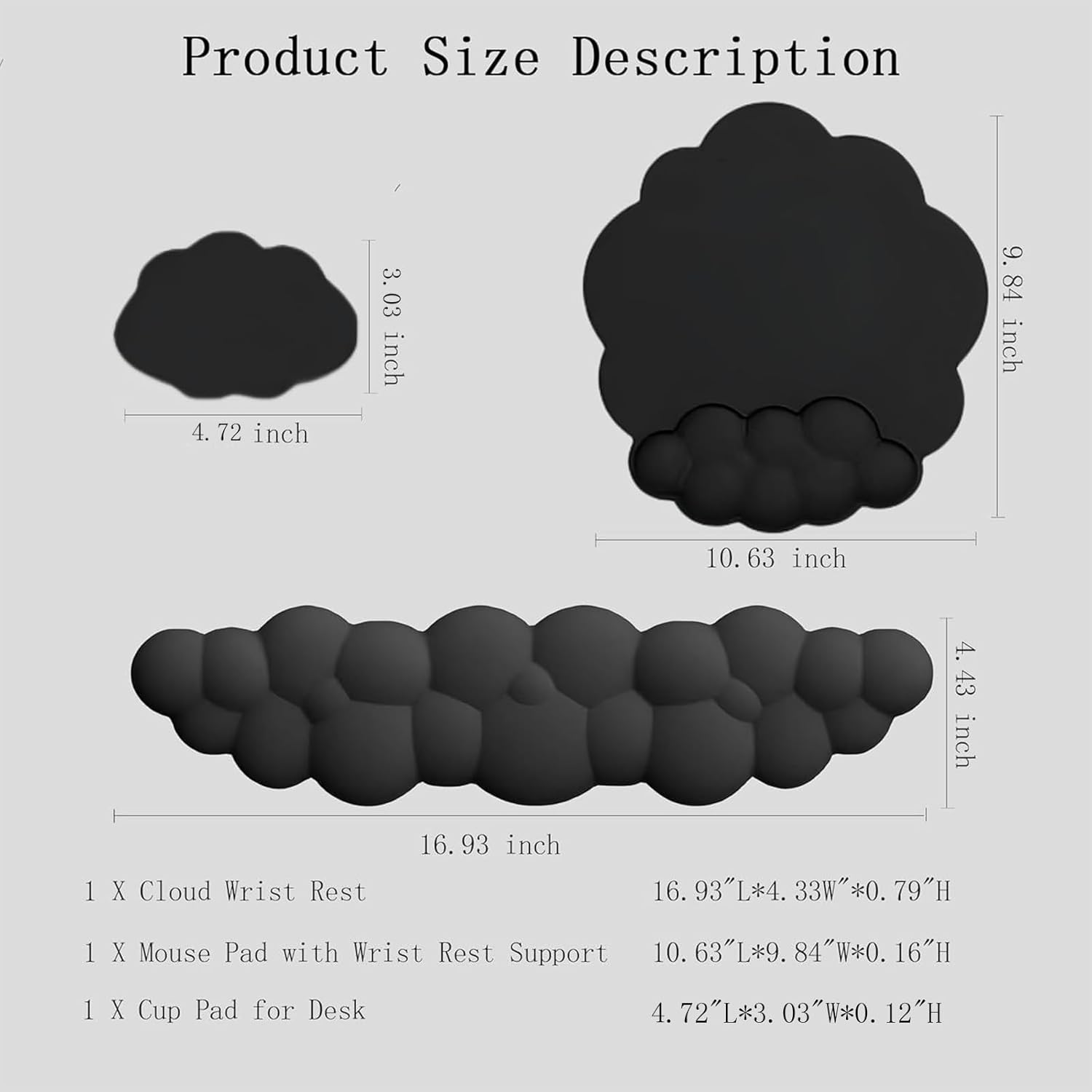 BowLift | Cloud-Shaped Ergonomic Wrist Rest Set with Mouse Pad & Coaster – Zeyora