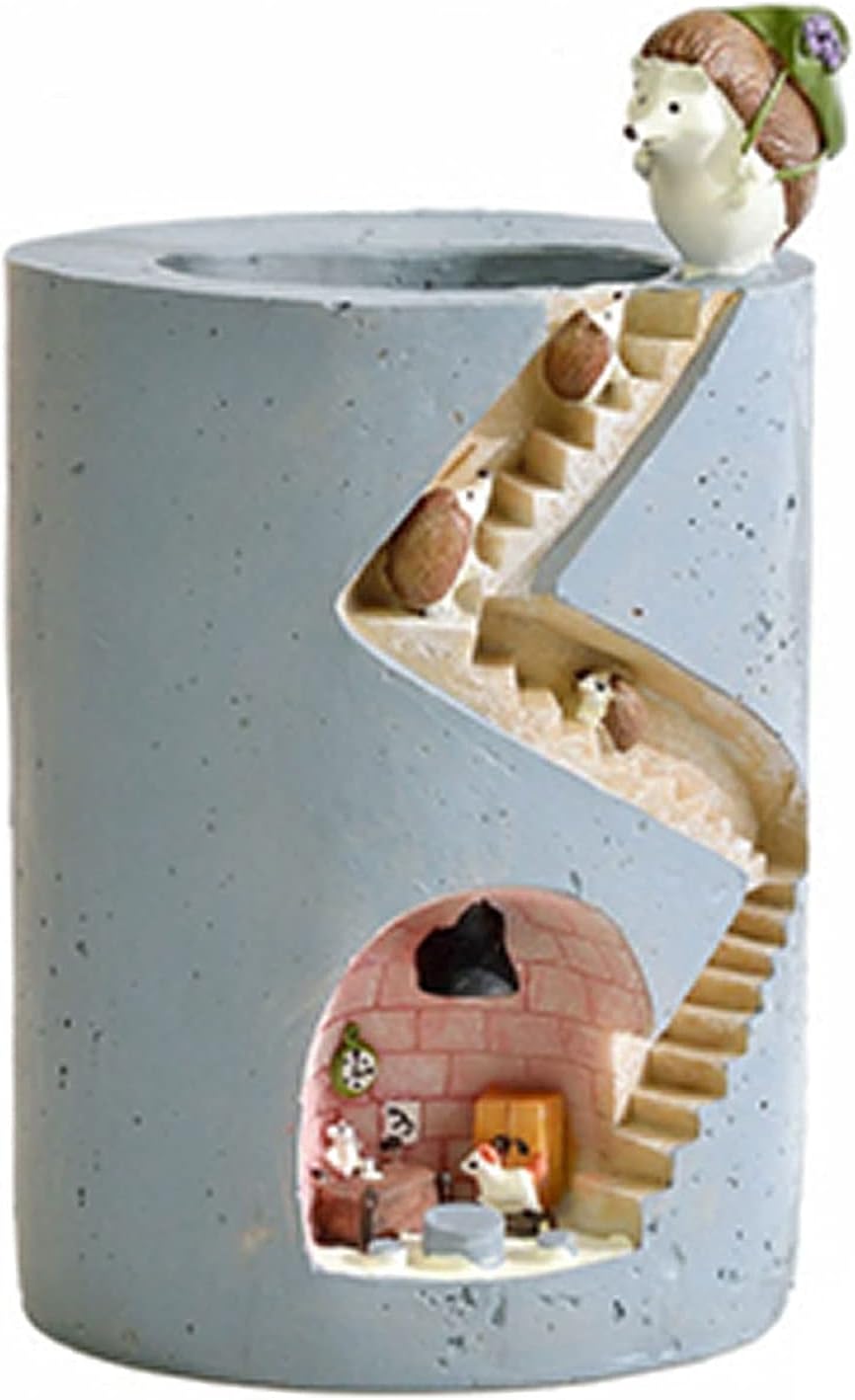 BowLift | Decorative plant pot with hedgehog and rabbit miniature – Creative staircase design for plants