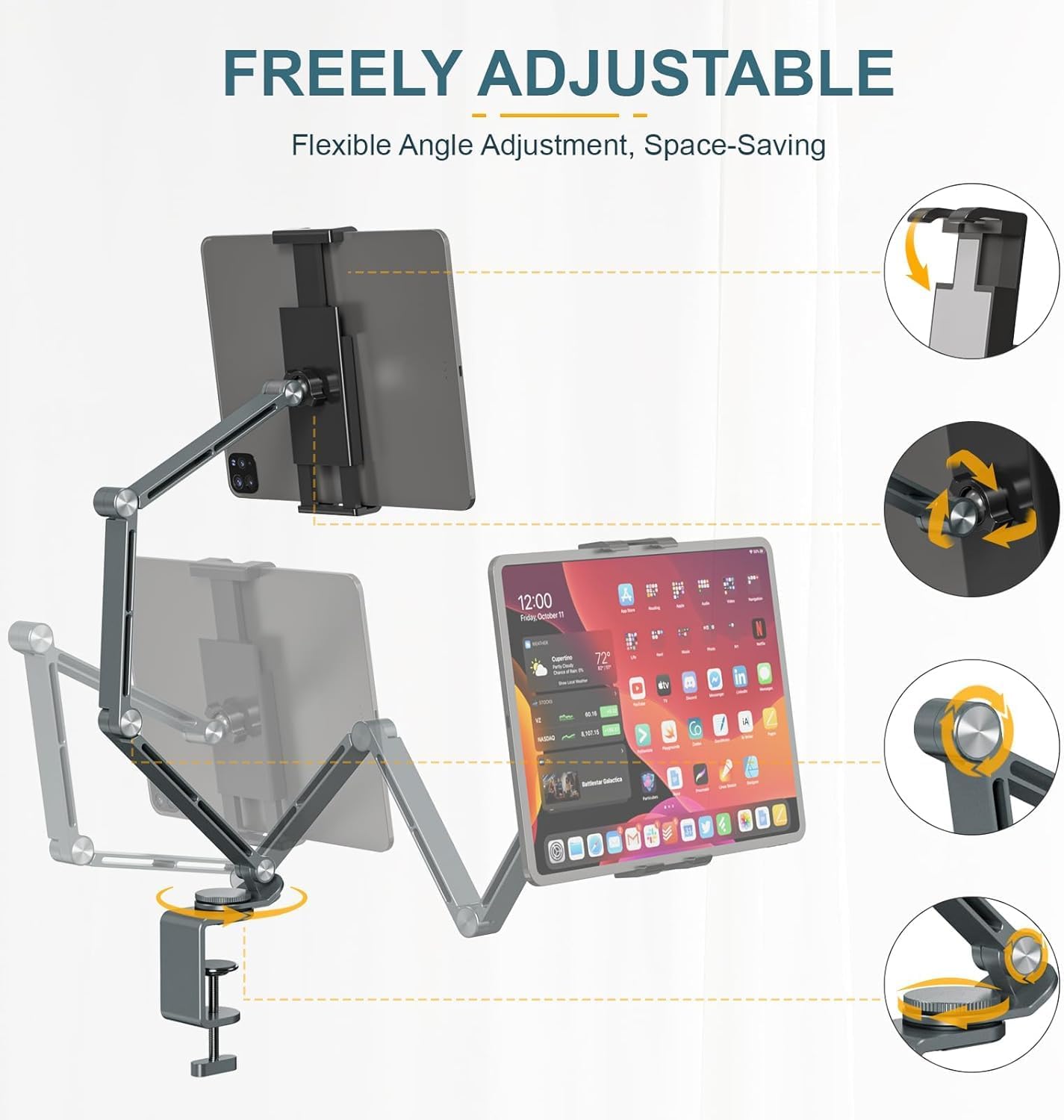 BowLift | Adjustable Aluminum Tablet Desk Stand with 360° Rotation – Movaro