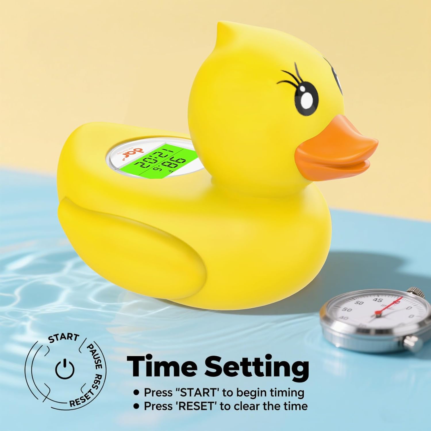 BowLift | AquaVeilig Baby Bath Thermometer – Digital Display with 3 Colors and Temperature Warning