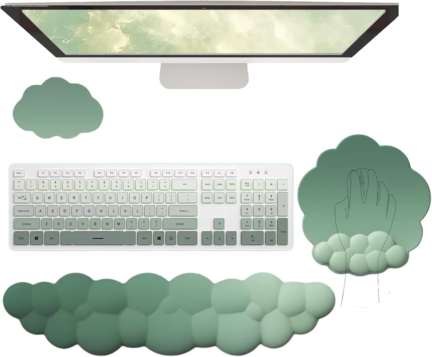 BowLift | Cloud-Shaped Ergonomic Wrist Rest Set with Mouse Pad & Coaster – Zeyora