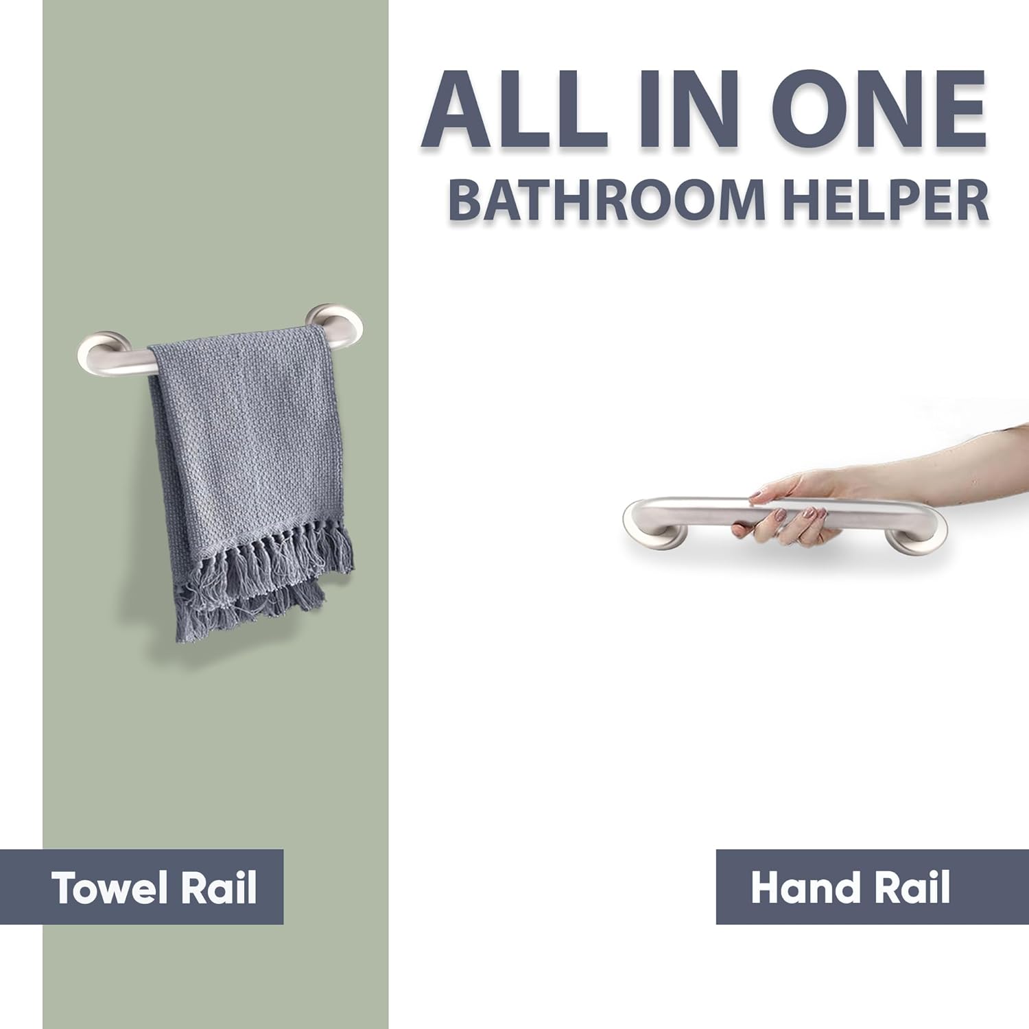BowLift | Stainless Steel 20cm Bathroom Shower Grip Bar & Towel Holder