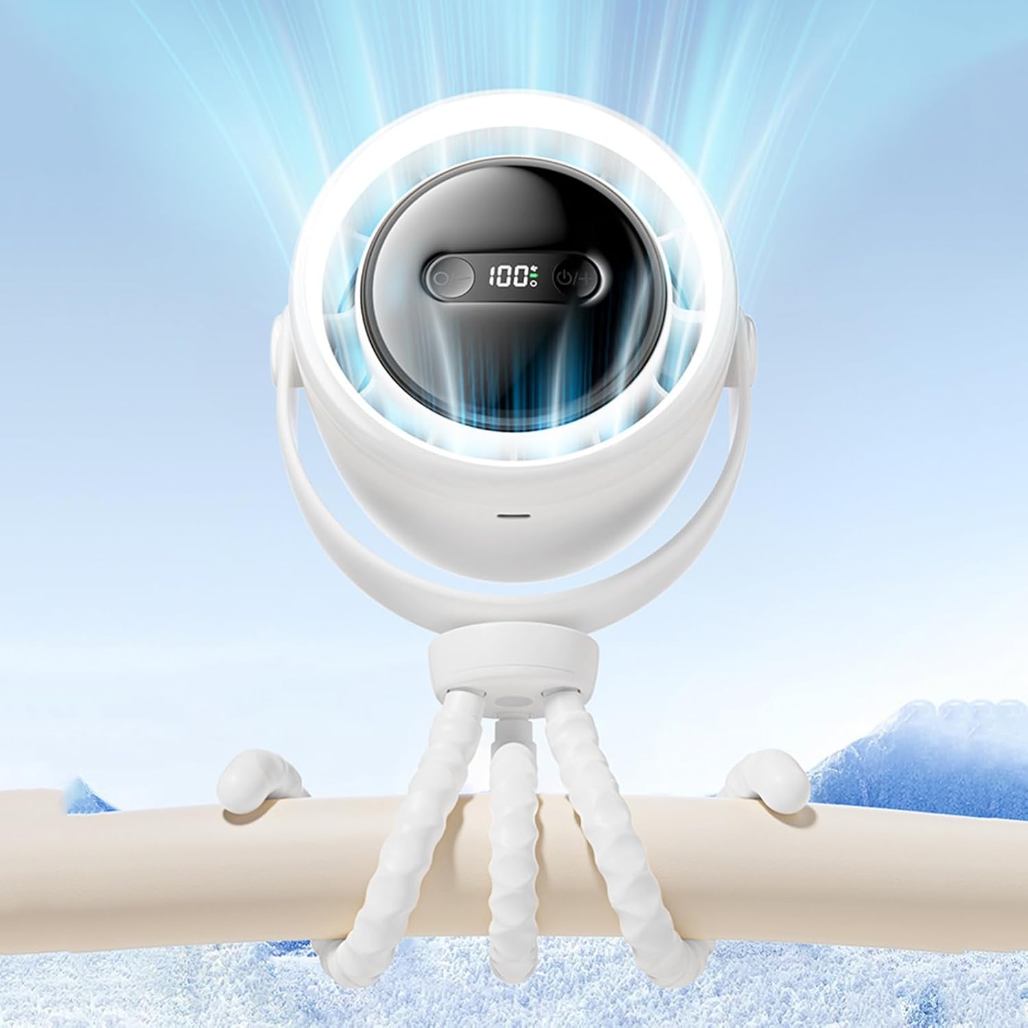 BowLift | Rechargeable Clip-On Stroller Fan with Night Light 100 Speeds