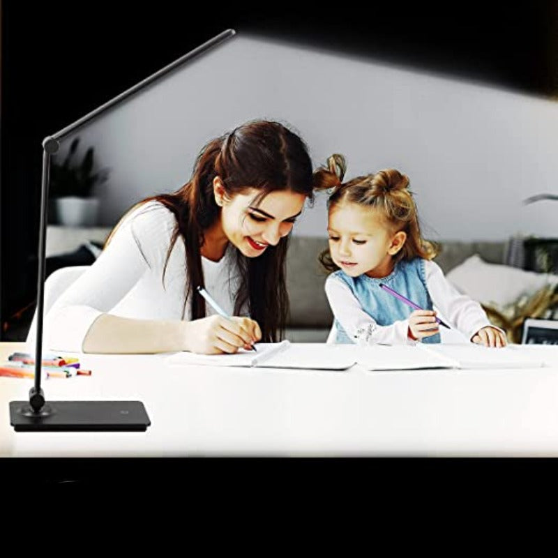 BowLift | LED desk lamp, touch control desk lamp with 3 brightness levels, dimmable office lamp with adjustable arm, foldable table lamp for desk bedroom nightstand office