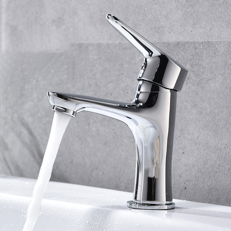 BowLift | Basic Metal Sink Faucet Silver Bathroom Faucet with Lever Handle
