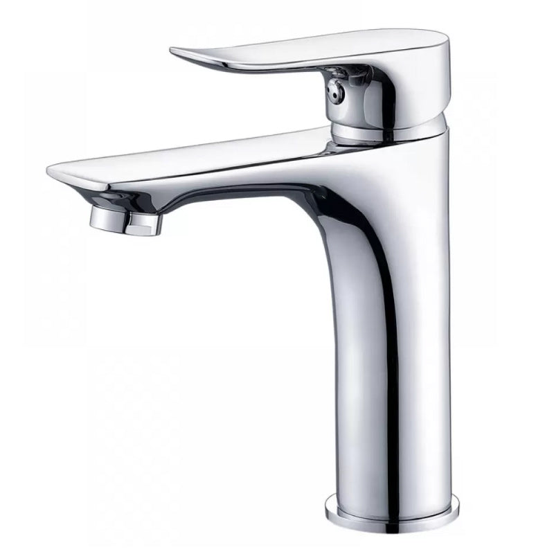 BowLift | Basic Metal Sink Faucet Silver Bathroom Faucet with Lever Handle