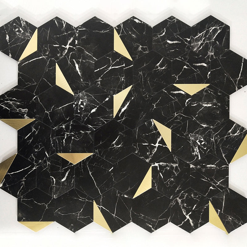 BowLift | Hexagonal Mosaic Tiles Metal Peel and Stick Tiles for Kitchen and Bathroom, 11.8" x 11.8"