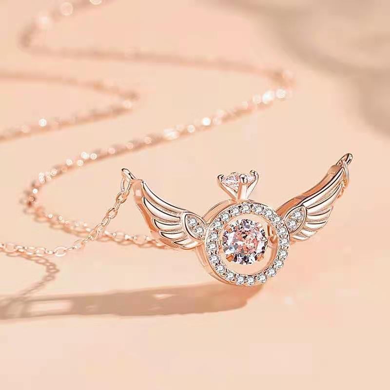BowLift | Angel Wings Necklace – Titanium Steel Pendant with Strass