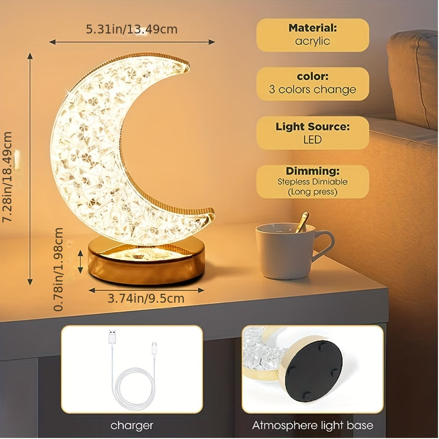 CrystalGlow Lamp - Dimmer Table Lamp with Touch Bowlift