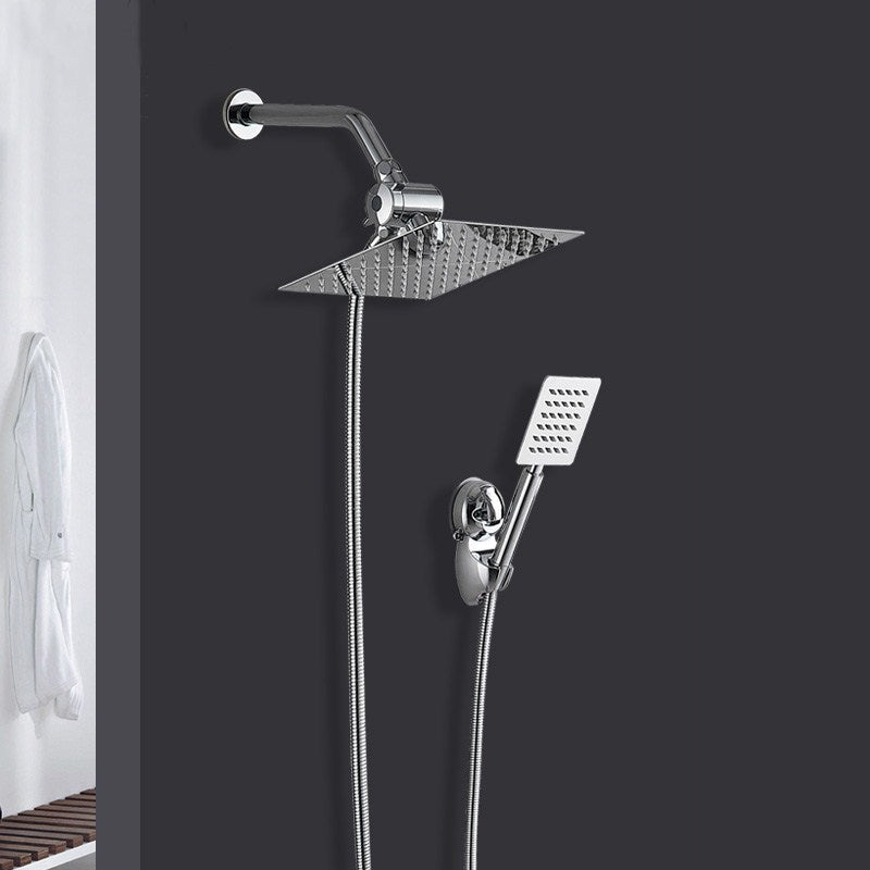 BowLift | Silver Square Double Shower Head Modern Water Filtration Wall Mounted Shower Head