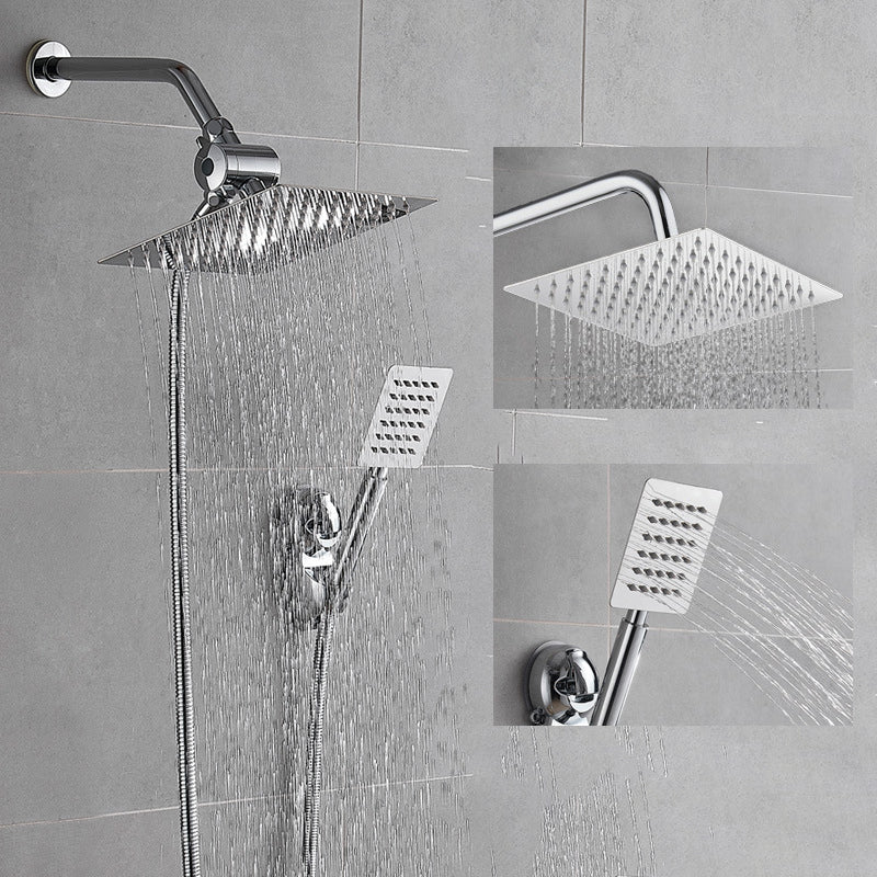 BowLift | Silver Square Double Shower Head Modern Water Filtration Wall Mounted Shower Head